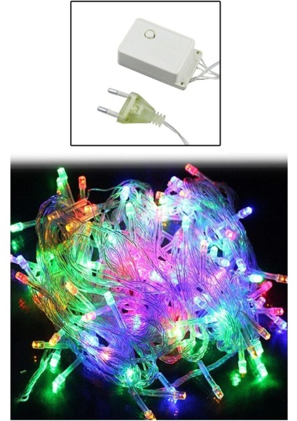 10MT Rgb 100 LED Fişli Noel Parti Yılbaşı Ağaç Dekoratif Aydınlatma Lambası Animasyonlu Süsleme