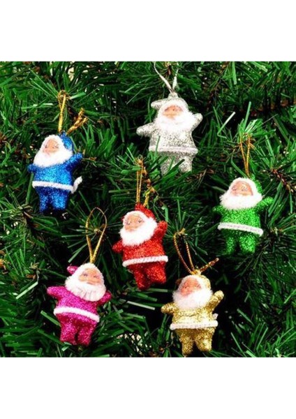 Renkli Çam Ağacı Süsleri Noel Baba 6 Adet 4 cm