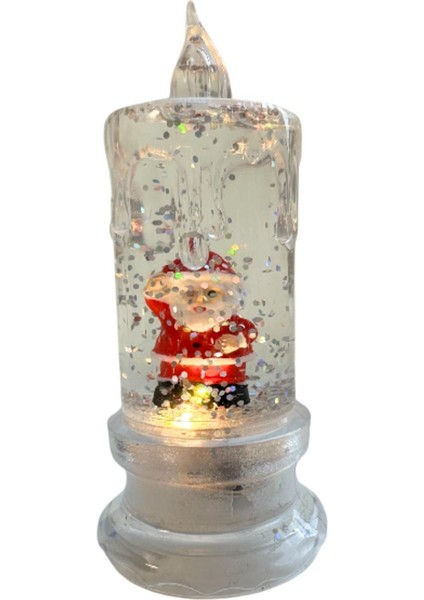 Küçük Boy Şeffaf Ledli Dekorasyon 10CM - Noel Babalı