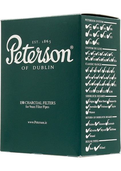 Peterson Aktif Karbon Filtre 9 mm 150'LI modelleri