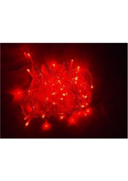 10MT Kırmızı 100 LED Fişli Noel Parti Yılbaşı Ağaç Dekoratif Aydınlatma Lambası Animasyonlu Süsleme