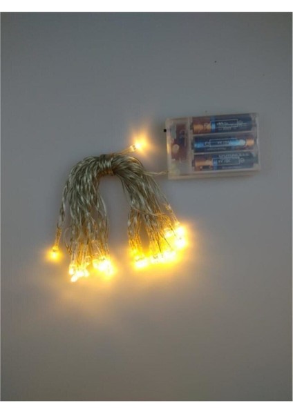 5 mt LED Noel Ağaç Dekor Aydınlatma Sarı Günışığı, Pilli, Yılbaşı Süsleme