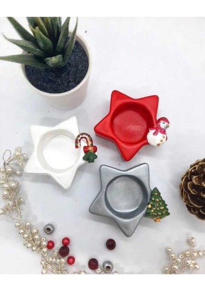 Yılbaşı Mumluk Yeni Yıl Mumluk 3 Lü Set 2025 Dekoratif Sofra Sunum Özel Tasarım Mum Christmas Noel fırsatları