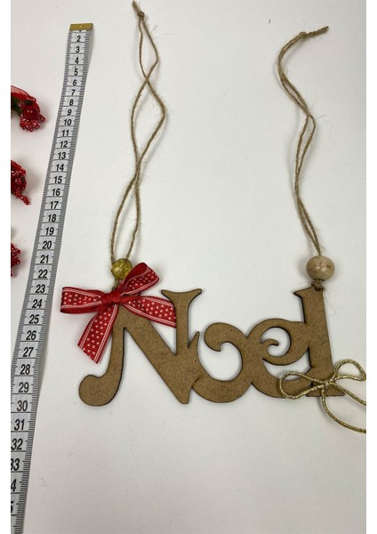 Naturel Noel Yazılı Yılbaşı Süsü 5 Adet