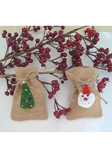 Yılbaşı Jüt Kese Yılbaşı Ağacı Noel Baba Figürlü Yılbaşı Yeni Yıl Çorap Kesesi Hediye Kesesi indirimleri