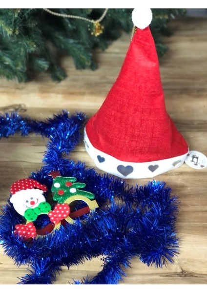 Noel Baba ve Çam Ağacı Detaylı Gold Parti Gözlüğü Yılbaşı Noel Baba Şapkası ve Sim Süs modelleri