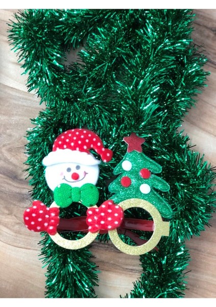 Noel Baba ve Çam Ağacı Detaylı Gold Parti Gözlüğü Yılbaşı Noel Baba Şapkası ve Sim Süs fırsatları