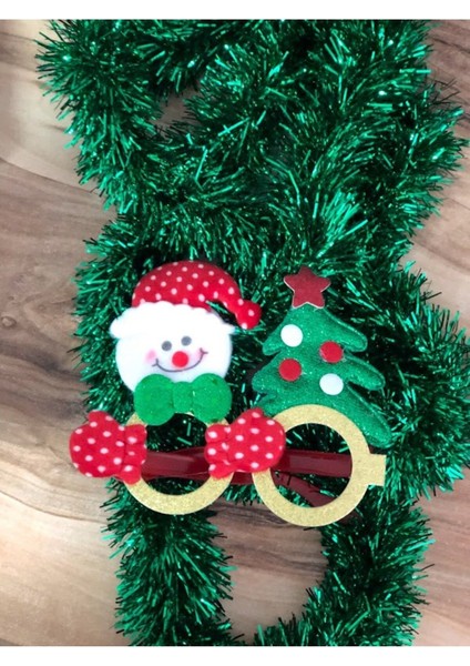 Noel Baba ve Çam Ağacı Detaylı Gold Parti Gözlüğü Yılbaşı Noel Baba Şapkası ve Sim Süs indirimleri