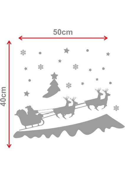 Yeni Yıl Süslemesi Noel Baba ve Geyikleri Sticker Çıkartma 40X50CM fiyatları