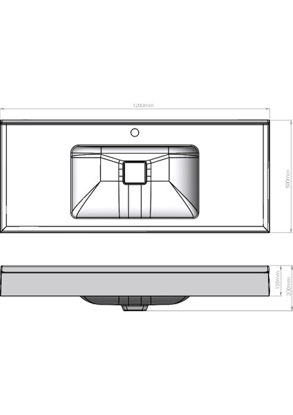 Calia 500 x 1200 mm Etajerli Akrilik Banyo Lavabosu