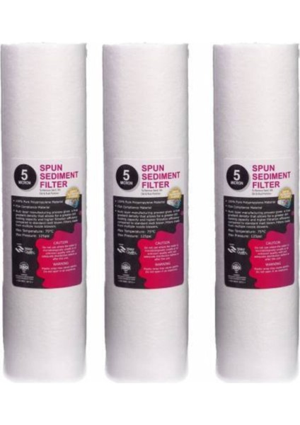 Su Arıtma Cihazı Filtresi 3'lü 5 Mikron Sediment Filtre Seti