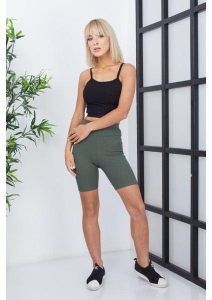Ef Dk Crop Atlet - Askılı- Lastikli Bel-Göbek Detaylı -Fitilli Kumaş - Bluz fırsatları