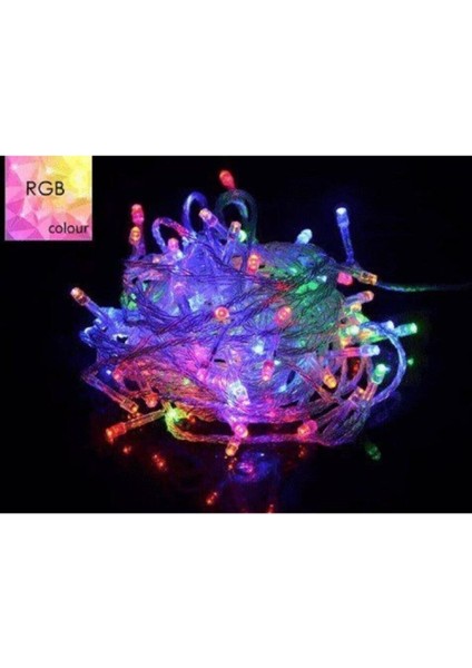 10MT Rgb 100 LED Fişli Noel Parti Yılbaşı Ağaç Dekoratif Aydınlatma Lambası Animasyonlu Süsleme