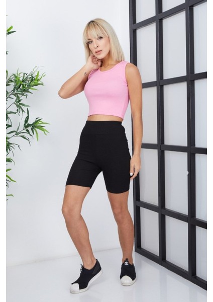 Ef Dk Crop- Atlet -Pembe-Fitilli Kaşkors-Göbek Detaylı - Bluz fiyatları