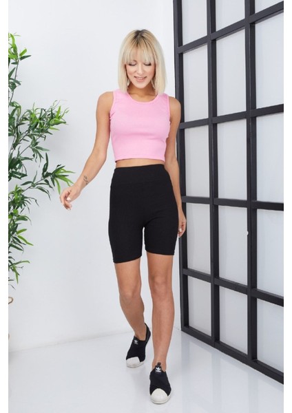Ef Dk Crop- Atlet -Pembe-Fitilli Kaşkors-Göbek Detaylı - Bluz fırsatları