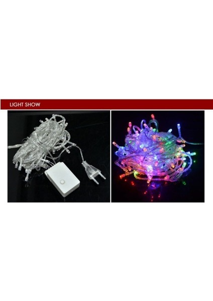 10 M Rgb 100 LED Fişli Noel Parti Yılbaşı Ağaç Dekoratif Aydınlatma Lambası Animasyonlu Süsleme