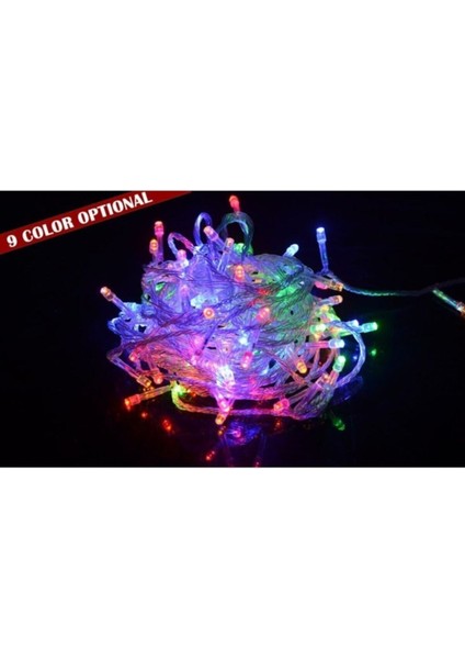 10 M Rgb 100 LED Fişli Noel Parti Yılbaşı Ağaç Dekoratif Aydınlatma Lambası Animasyonlu Süsleme