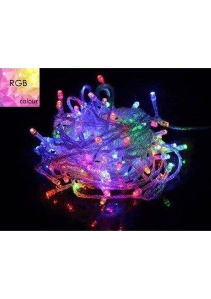 10MT Rgb 100 LED Fişli Noel Parti Yılbaşı Ağaç Dekoratif Aydınlatma Lambası Animasyonlu Süsleme