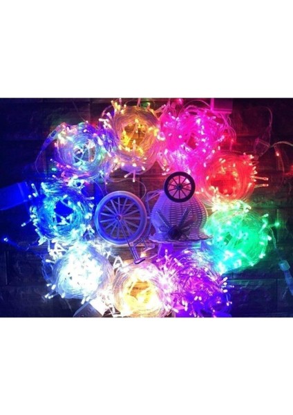 10MT Rgb 100 LED Fişli Noel Parti Yılbaşı Ağaç Dekoratif Aydınlatma Lambası Animasyonlu Süsleme