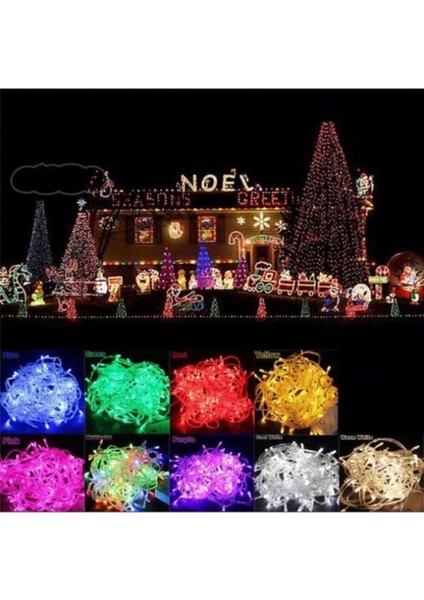 10MT Rgb 100 LED Fişli Noel Parti Yılbaşı Ağaç Dekoratif Aydınlatma Lambası Animasyonlu Süsleme
