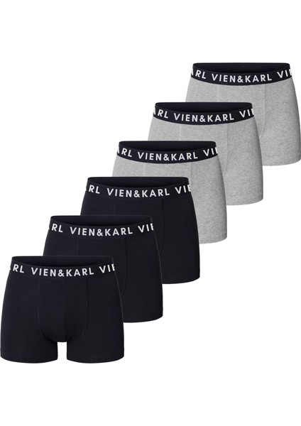 Erkek Siyah Gri 6’lı Kutu Düz Likralı Boxer Şort fiyatları