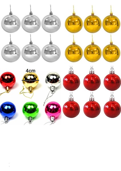 24'lü Renkli 4cm Yılbaşı Topları Süsleme Seti, Parlak ve Şık Dekorasyon Malzemeleri fiyatları