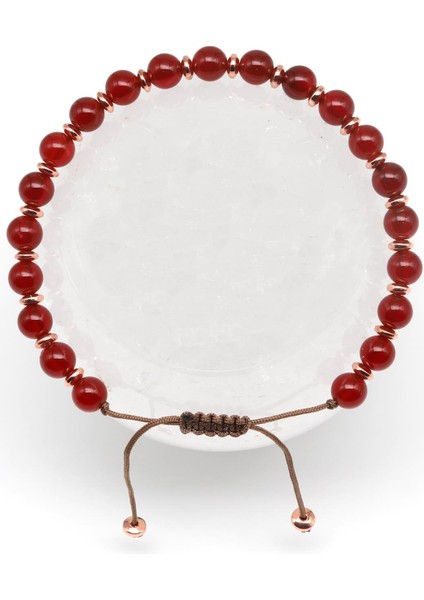 Akik Doğal Taş Makrome Örme Bileklik Küre Kesim