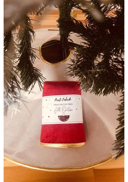 Yılbaşı Lüks Çam Ağacı Altlığı Kırmızı Noel Ağaç Altı Örtüsü 70 cm