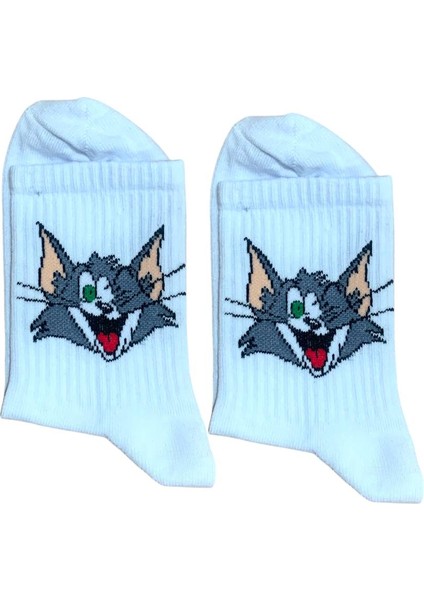 Tom Jerry Çizgi Film Tom Karakter Desenli Kolej Çorap