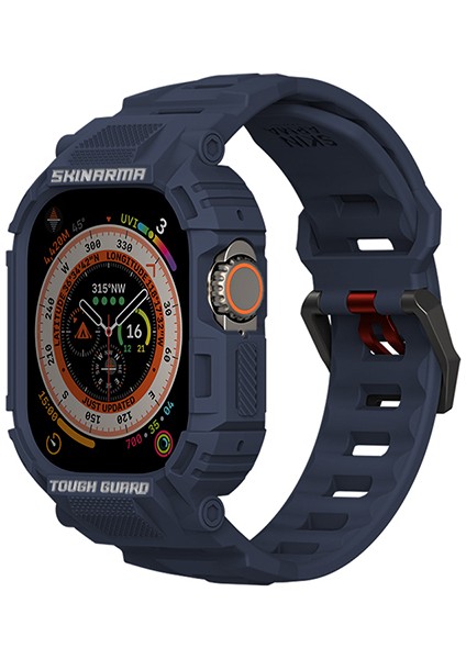 Watch Ultra 49MM Uyumlu 2in1 Tpu Kasa Koruyuculu Silikon Kordon Skinarma Mecha Lacivert
