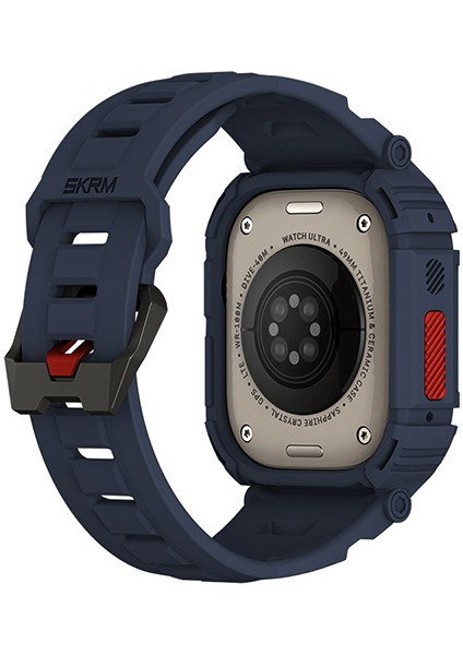 Watch Ultra 49MM Uyumlu 2in1 Tpu Kasa Koruyuculu Silikon Kordon Skinarma Mecha Lacivert fiyatları