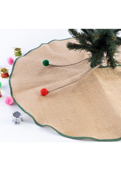 Yılbaşı Çam Ağacı Örtüsü, Overlok Kenarlı Jüt, Yeşil 60 cm