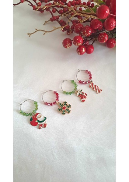 Yılbaşı Kadeh Süsü 4lü Yeni Yıl Bardak Süsü Kupa Aksesuar Hediyelik Noel Baba Çam Ağacı Kırmızı fiyatları