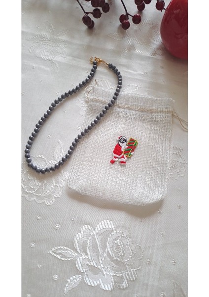 Yılbaşı Kesesi ve Kırmızı Bileklik Noel Baba Geyik Küpe Kırmızı Kolye Tül Simli Hediye Kesesi fiyatları