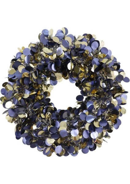 Yılbaşı Ön Kapı Süsü Yeni Yıl Noel Dekorasyon Mavi Gold Çelenk