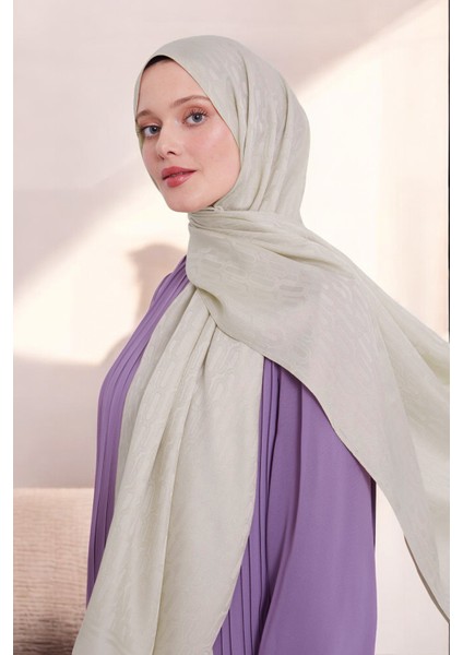 Kadın Zincir Desen Tesettür Blue Jakar Şal Vizon