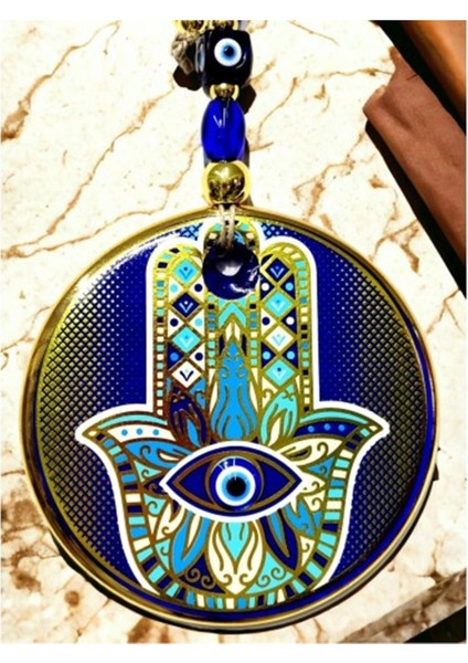 Yaldızlı Mavi Renk Fatma Ana Eli Duvar Süsü Cam Duvar Dekoru fiyatları