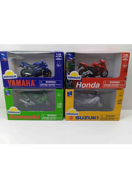 Dianomi 1:32 Ölçek Minik Boy Motosikletler Set 4 Lü 7cmuzunluk Yükseklik 3.5 Cm.