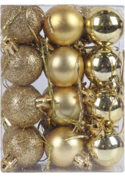 24 Lü Gold Top 24 Lü Çam Ağacı Topu 24 Lü Yılbaşı Ağacı Topu 24 Lü Noel Topu 24 Süs Topu