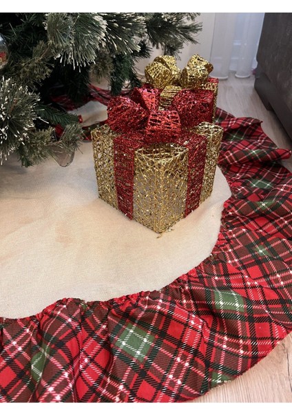 Yılbaşı Gold Hediye Paketi 18 cm Noel Yeniyıl Christmas Dekor Ağaç