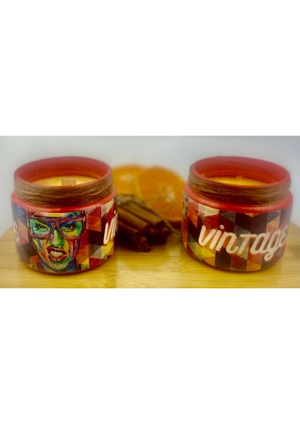 Stworkshop Vintage: Hediyelik Özel Tasarım Portakal Aroma Kokulu Mum %100 Doğal Vegan Soya Wax Mum ''hediyeli'' fırsatları