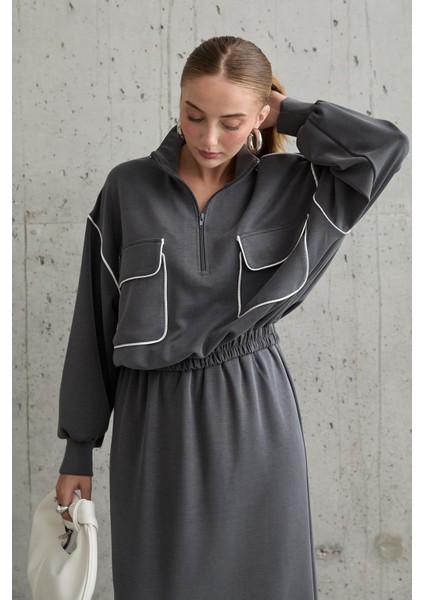 Biyeli Sweatshirt ve Etek Takım fırsatları