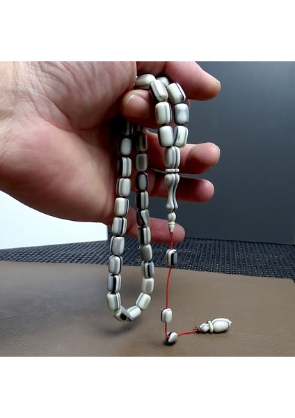 Fransız Galalit Tesbih Yeni Trend Gri Desenli Tasarım 8X11MM modelleri