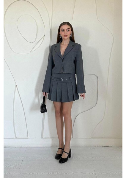 Bomber Ceket ve Pileli Etek Takım