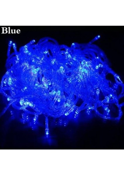 10MT Mavi 100 LED Fişli Noel Parti Yılbaşı Ağaç Dekoratif Aydınlatma Lambası Animasyonlu Süsleme