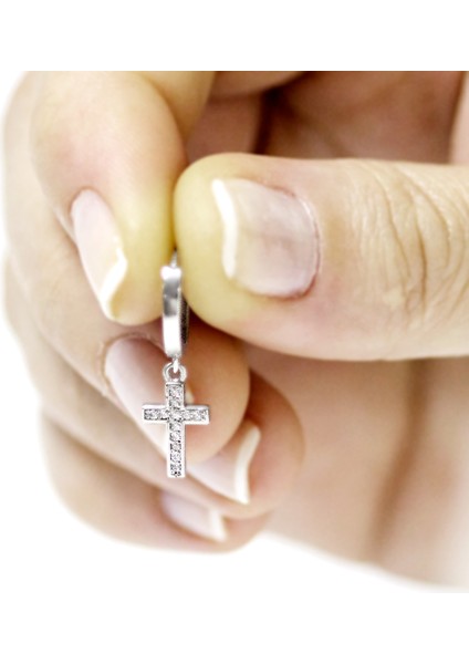 Gümüş Tek Haç Küpe modelleri