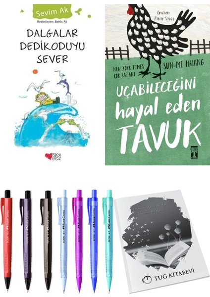 Uçabileceğini Hayal Eden Tavuk ve Dalgalar Dedikoduyu Sever 2'li Set - Kalem