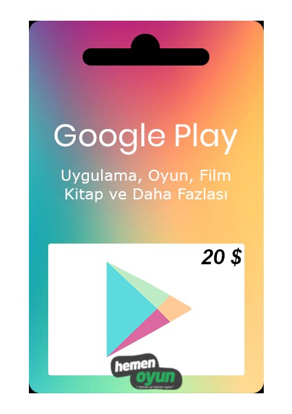 Google Play 20 USD Hediye Kartı Dolar Gift Card Bakiye Android