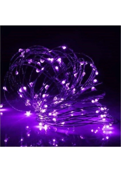 10MT Peri Mor 100 LED Pilli Noel Parti Yılbaşı Ağaç Dekoratif Aydınlatma Lambası Animasyonlu Süslem