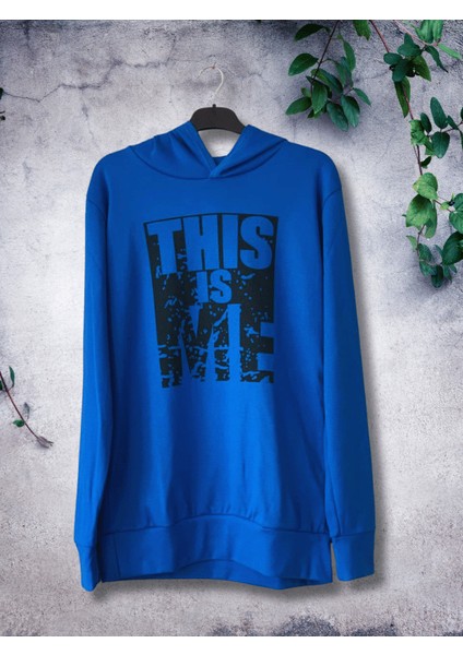 Baskılı Kapüşonlu Swaetshirt (Mavi) indirimleri